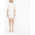 Lanvin floral-embroidered knitted tweed dress - White