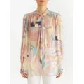 ETRO painterly-print pussy-bow blouse - Neutrals