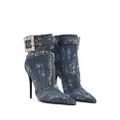 Dolce & Gabbana embellished patchwork-denim ankle boots - Blue