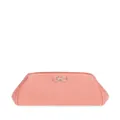Ferragamo Gancini-plaque leather clutch bag - Pink