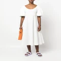 Kenzo puff-sleeve embroidered midi dress - White