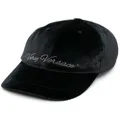 Versace rhinestone logo velvet cap - Black