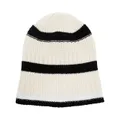 Barrie textured stripes cashmere beanie hat - White