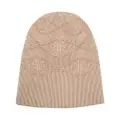 Barrie monogram motif cashmere beanie hat - Brown