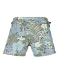 TOM FORD leaf-print swim shorts - Blue