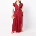 Jenny Packham embellished V-neck dress - Red