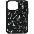 Dolce & Gabbana floral logo-patch iPhone Pro Max case - Black