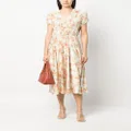 Vince floral-print plissé dress - Neutrals