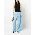 MSGM logo-waistband tailored trousers - Blue