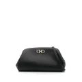 Ferragamo logo-plaque leather clutch bag - Black