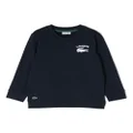 Lacoste Kids logo-print crew neck sweatshirt - Blue