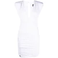 Philipp Plein plunge-neck ruched mini dress - White