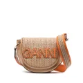 GANNI logo-appliqué shoulder bag - Brown
