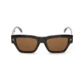 Alexander McQueen debossed-logo square-frame sunglasses - Brown