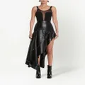 Alexander McQueen asymmetric leather draped skirt - Black