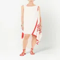 Ferragamo printed draped midi dress - White