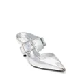 Alexander McQueen metallic buckle mule - Silver