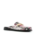 Moschino logo-detail snakeskin-effect loafers - White