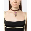 Dolce & Gabbana charm leather choker necklace - Brown