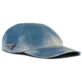 Prada triangle-logo denim baseball cap - Blue