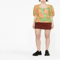 GANNI floral-print crepe blouse - Orange