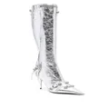 Balenciaga Cagole 90mm metallic leather boots - Silver