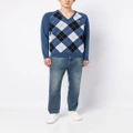 Fred Perry embroidered logo checked jumper - Blue