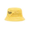 Prada logo-embroidered raffia bucket hat - Yellow