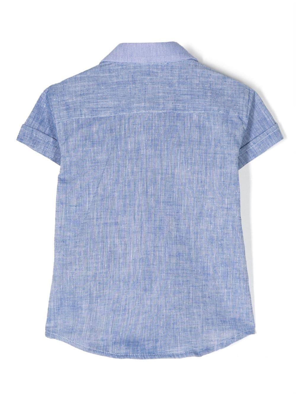 TRUSSARDI JUNIOR embroidered-logo detail shirt - Blue