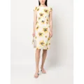 Christian Dior Pre-Owned 2010s floral boat neck silk dress - Neutrals