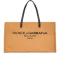 Dolce & Gabbana logo-embroidered raffia shopper bag - Neutrals