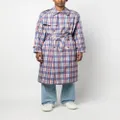 VETEMENTS check-pattern double-breasted trench coat - Blue