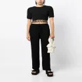 b+ab crepe-texture high-waisted trousers - Black
