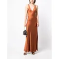 VOZ V-neck silk long dress - Brown