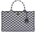 Prada large Symbole embroidered tote bag - Blue