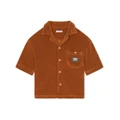 Dolce & Gabbana Kids logo-plaque short-sleeved velvet shirt - Brown