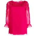 Alberta Ferretti long-sleeve silk mini dress - Pink