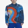 Marni painterly-print cotton shirt - Blue