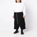 Yohji Yamamoto wrap-design wool cropped trousers - Black