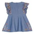 Chloé Kids embroidered sleeveless denim dress - Blue