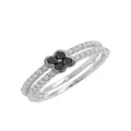 HYT Jewelry 18kt white gold floral-detail diamond ring - Silver