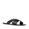 Philipp Plein logo-lettering open toe sandals - Black