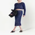 Prada openwork-knit cotton midi skirt - Blue