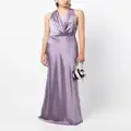 Michelle Mason draped halterneck gown dress - Purple