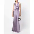 Michelle Mason draped halterneck gown dress - Purple