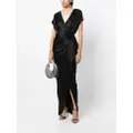 Michelle Mason wrap drape-detail gown dress - Black