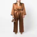 Michelle Mason tie-front kimono jumpsuit - Brown