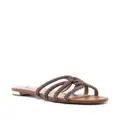 Aquazzura crystal-embellished flat sandals - Brown