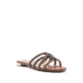 Aquazzura crystal-embellished flat sandals - Brown