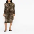 Dolce & Gabbana long-sleeve leopard-print dress - Brown